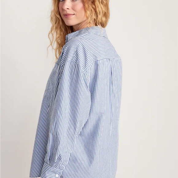Old Navy blue and white stripe boyfriend button up top size 3x - Picture 3 of 7